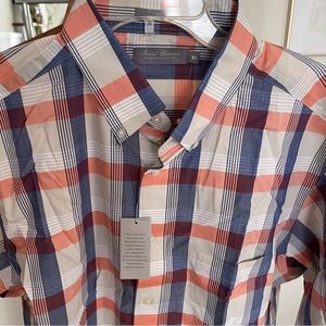 Daniel Cremieux orange and blue plaid button down shirt XL